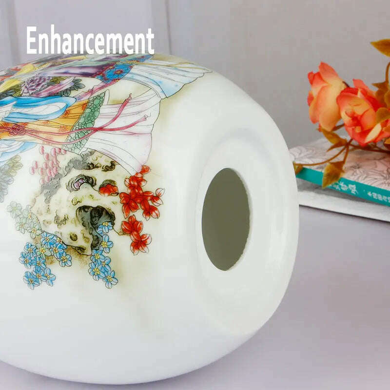 KIMLUD, Antique Jingdezhen Ceramic Vase Lucky Egg Chinese Ancient Beauty Prosperous Egg Contemporary Home Decoration Furnishing Article, KIMLUD Womens Clothes