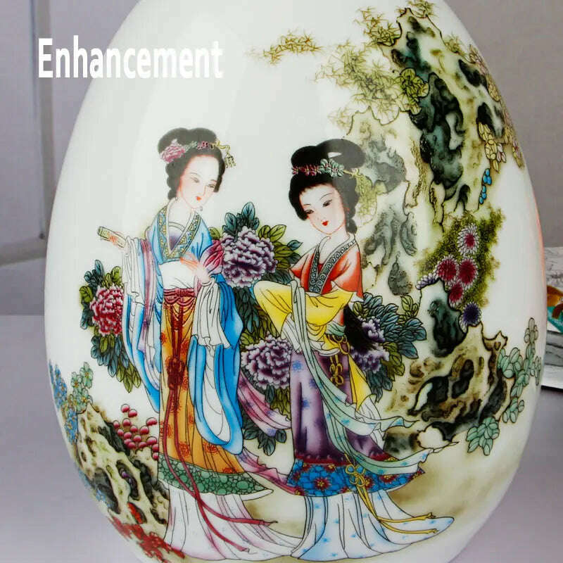 KIMLUD, Antique Jingdezhen Ceramic Vase Lucky Egg Chinese Ancient Beauty Prosperous Egg Contemporary Home Decoration Furnishing Article, KIMLUD Womens Clothes