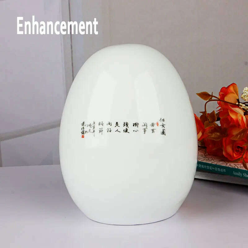 KIMLUD, Antique Jingdezhen Ceramic Vase Lucky Egg Chinese Ancient Beauty Prosperous Egg Contemporary Home Decoration Furnishing Article, KIMLUD Womens Clothes