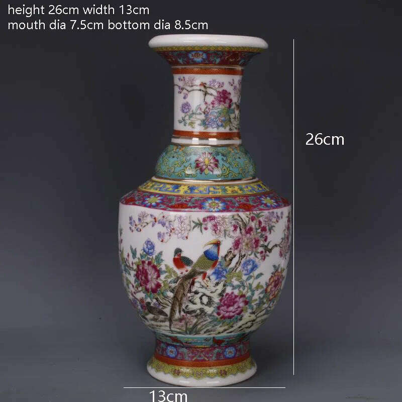 KIMLUD, Antique vase with enamel, flowers and birds in Qianlong period of Qing Dynasty, KIMLUD Womens Clothes