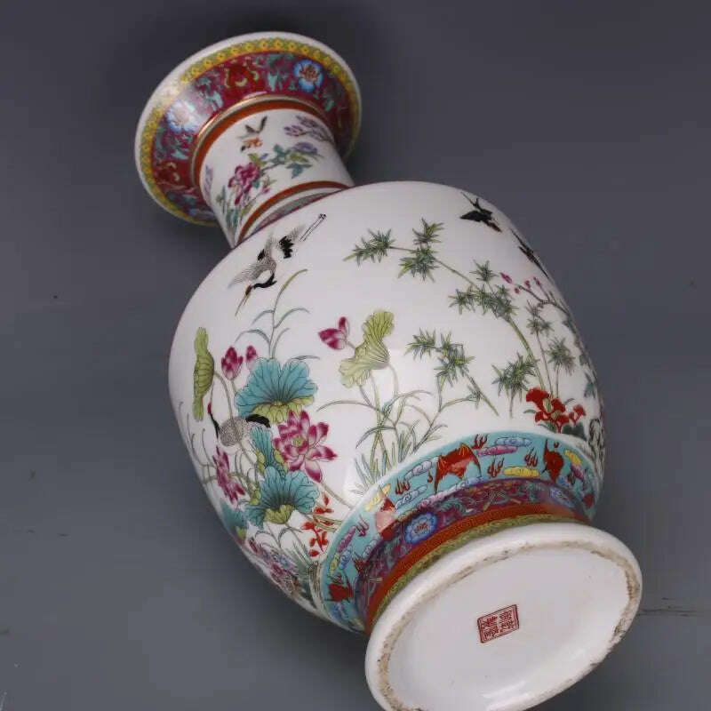 KIMLUD, Antique vase with enamel, flowers and birds in Qianlong period of Qing Dynasty, KIMLUD Womens Clothes