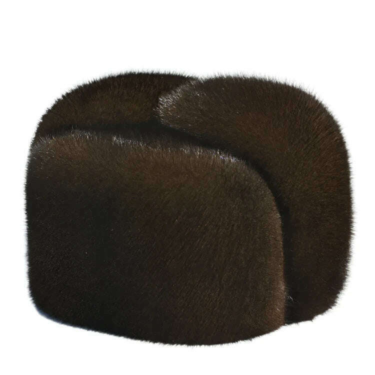 KIMLUD, Autumn and winter mink fur casual the elderly mink hat fur hat lei feng hat for man, KIMLUD Womens Clothes