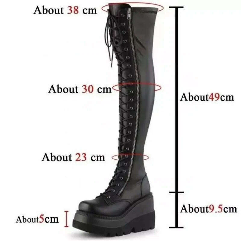 KIMLUD, Autumn Winter Wedges Long Boots for Women Over-the-knee Boots Cosplay High Platform Women Boots New High Heel Gothic Botas Altas, KIMLUD Womens Clothes