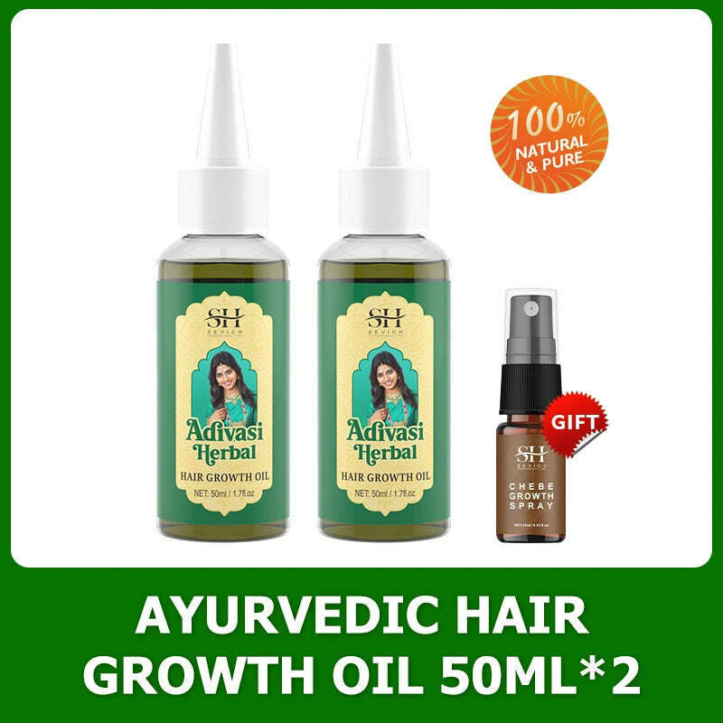 KIMLUD, Ayurvedic Hair Growth Oil India Adivasi Organic Hair Growth Serum Anti Hair Loss Fast Regrowth Thicken Oils Hair Growth Products, 2PCS / CHINA, KIMLUD APPAREL - Womens Clothes