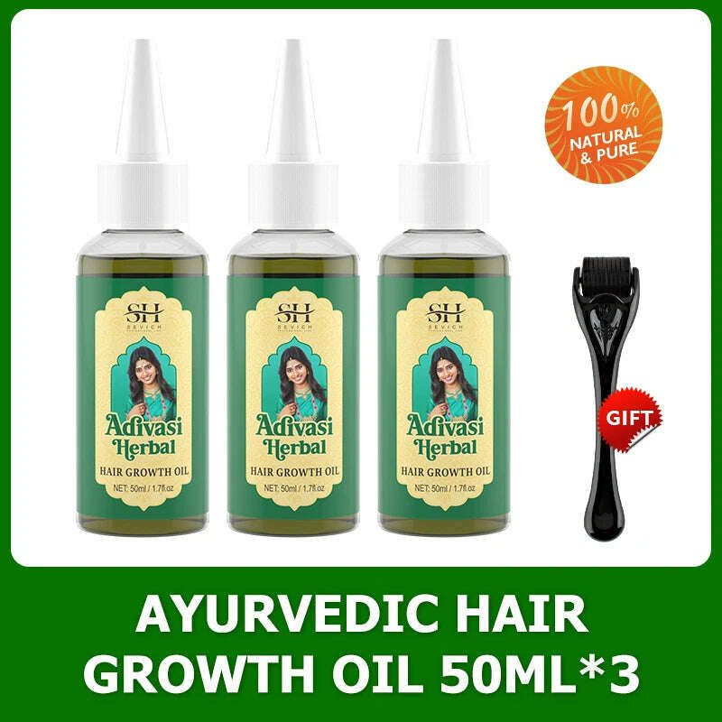 KIMLUD, Ayurvedic Hair Growth Oil India Adivasi Organic Hair Growth Serum Anti Hair Loss Fast Regrowth Thicken Oils Hair Growth Products, Hot Selling set / CHINA, KIMLUD APPAREL - Womens Clothes