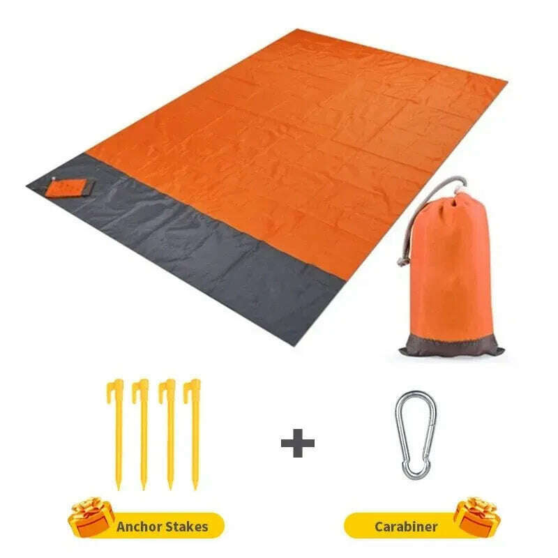 KIMLUD, Beach Blanket Sandproof 200 X 140cm Waterproof Beach Mat Lightweight Picnic Blanket for Travel Hiking Sports, Orange, KIMLUD APPAREL - Womens Clothes