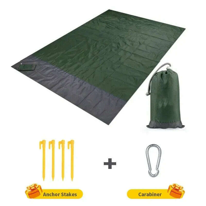 KIMLUD, Beach Blanket Sandproof 200 X 140cm Waterproof Beach Mat Lightweight Picnic Blanket for Travel Hiking Sports, Army Green, KIMLUD APPAREL - Womens Clothes