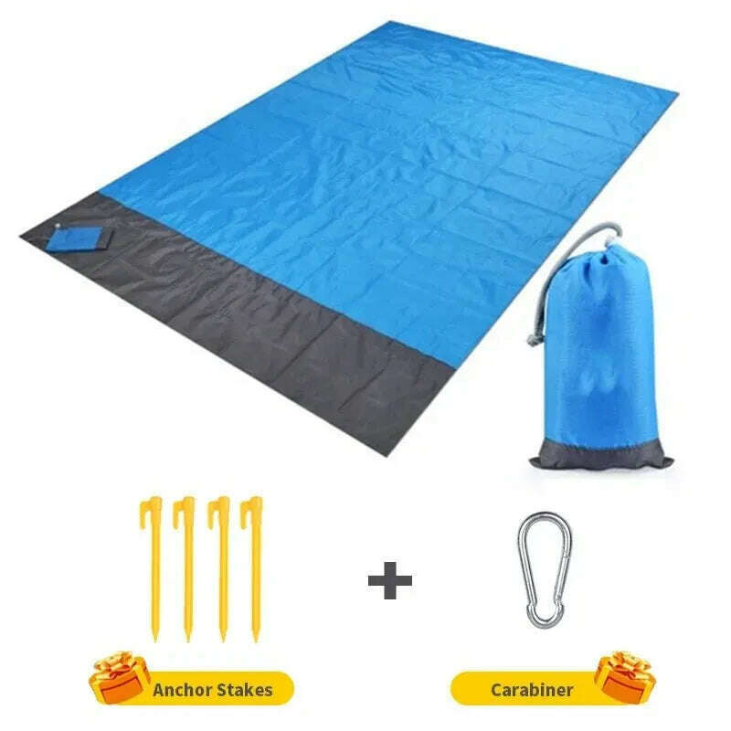 KIMLUD, Beach Blanket Sandproof 200 X 140cm Waterproof Beach Mat Lightweight Picnic Blanket for Travel Hiking Sports, Blue, KIMLUD APPAREL - Womens Clothes