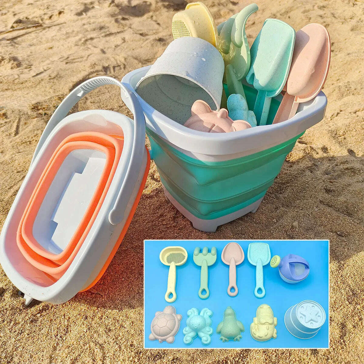 KIMLUD, Beach  Sand Play Water Set Folding Bucket Summer Toys for Children Kids Outdoor Game Youngster Sandbox Accessories Color Random, KIMLUD Womens Clothes