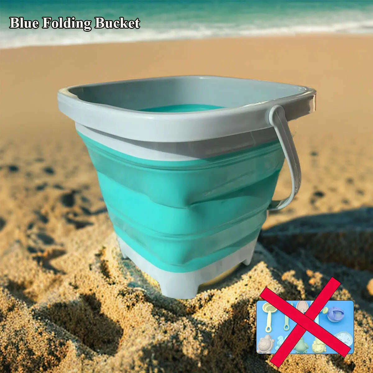 KIMLUD, Beach  Sand Play Water Set Folding Bucket Summer Toys for Children Kids Outdoor Game Youngster Sandbox Accessories Color Random, Blue bucket, KIMLUD Womens Clothes