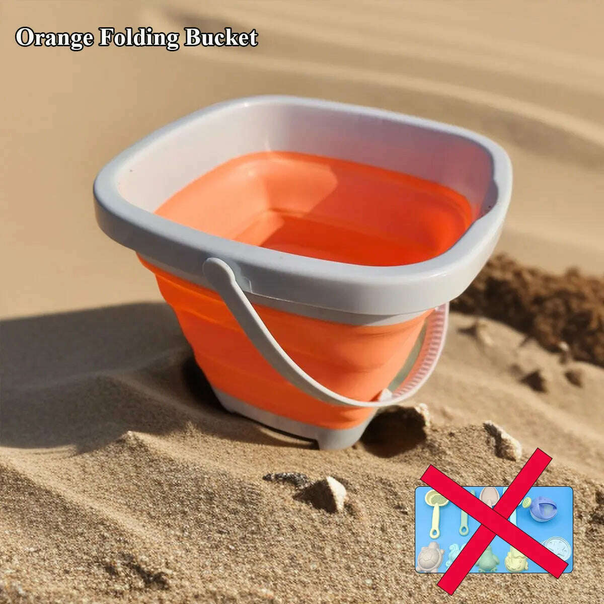 KIMLUD, Beach  Sand Play Water Set Folding Bucket Summer Toys for Children Kids Outdoor Game Youngster Sandbox Accessories Color Random, Orange bucket, KIMLUD Womens Clothes