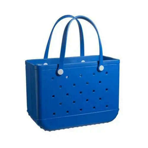 KIMLUD, Beach Tote Silicone Basket with Sand Waterproof Travel Bag Sandproof Handbag Multi-Purpose Storage Bag for Boat Pool Sports Gym, Blue / 38 13 32CM, KIMLUD Womens Clothes