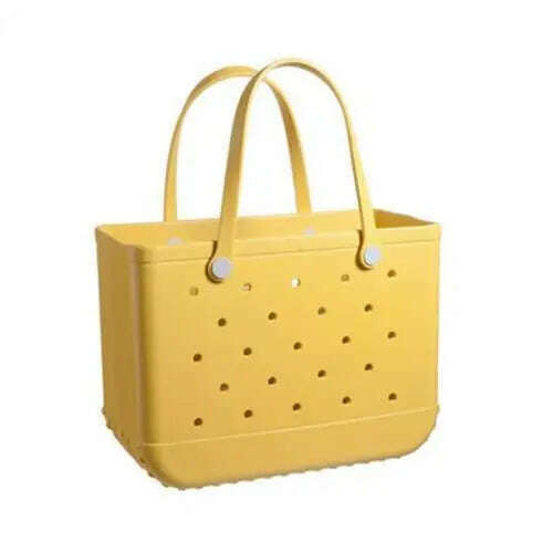 KIMLUD, Beach Tote Silicone Basket with Sand Waterproof Travel Bag Sandproof Handbag Multi-Purpose Storage Bag for Boat Pool Sports Gym, Yellow / 38 13 32CM, KIMLUD Womens Clothes