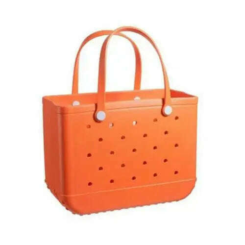 KIMLUD, Beach Tote Silicone Basket with Sand Waterproof Travel Bag Sandproof Handbag Multi-Purpose Storage Bag for Boat Pool Sports Gym, Orange / 48 24 36CM, KIMLUD Womens Clothes