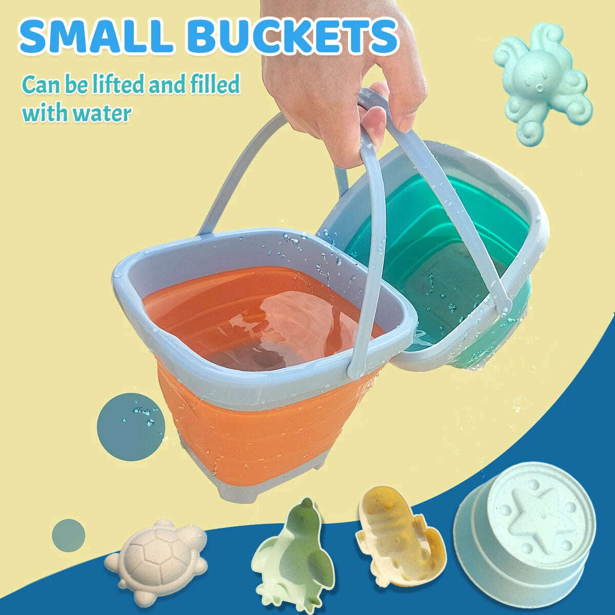 KIMLUD, Beach Toys for Kids Sand Toys Set for Toddlers Sandbox Toys with Collapsible Bucket Shovel Rake Set Sand Molds Summer Outdoor, KIMLUD Womens Clothes