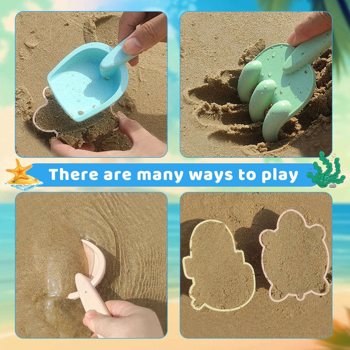 KIMLUD, Beach Toys for Kids Sand Toys Set for Toddlers Sandbox Toys with Collapsible Bucket Shovel Rake Set Sand Molds Summer Outdoor, KIMLUD Womens Clothes