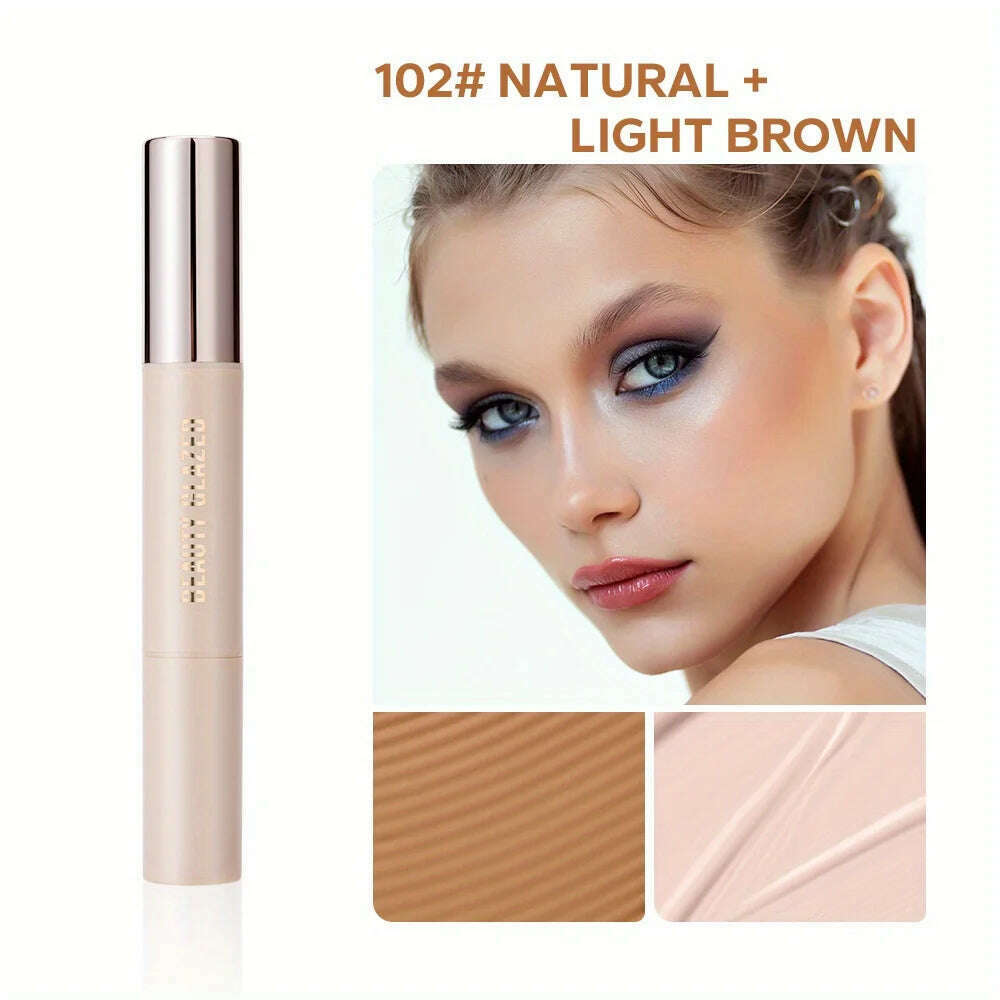 BEAUTY GLAZED Double Head Highlighter and Contour Long-lasting Waterproof Natural Facial Nose Shadow Contour Face stick - KIMLUD