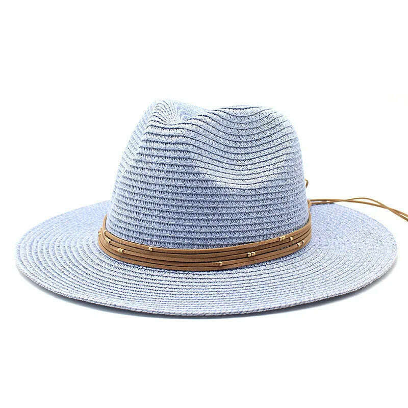 Big Size 60CM New Straw Hat 7cm Brim Summer Cooling Beach Sun Hat Outdoor Party Panama Jazz Hat Sombreros De Mujer - KIMLUD