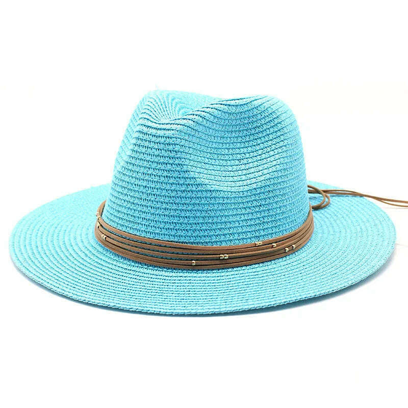 Big Size 60CM New Straw Hat 7cm Brim Summer Cooling Beach Sun Hat Outdoor Party Panama Jazz Hat Sombreros De Mujer - KIMLUD