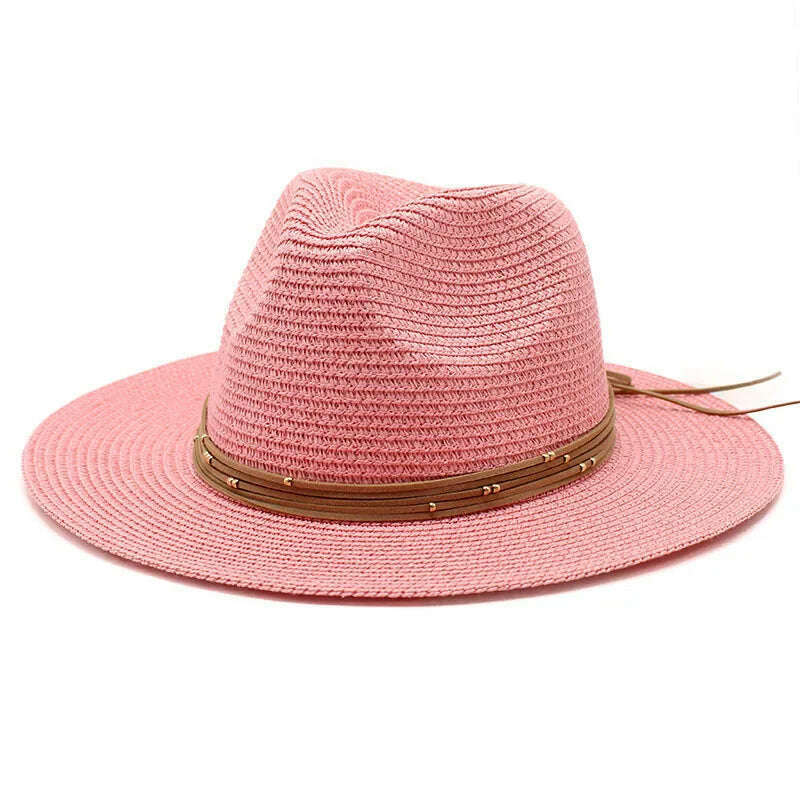 Big Size 60CM New Straw Hat 7cm Brim Summer Cooling Beach Sun Hat Outdoor Party Panama Jazz Hat Sombreros De Mujer - KIMLUD