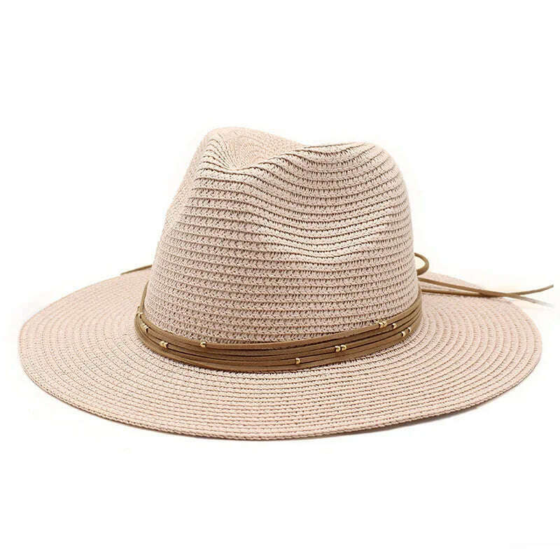 Big Size 60CM New Straw Hat 7cm Brim Summer Cooling Beach Sun Hat Outdoor Party Panama Jazz Hat Sombreros De Mujer - KIMLUD