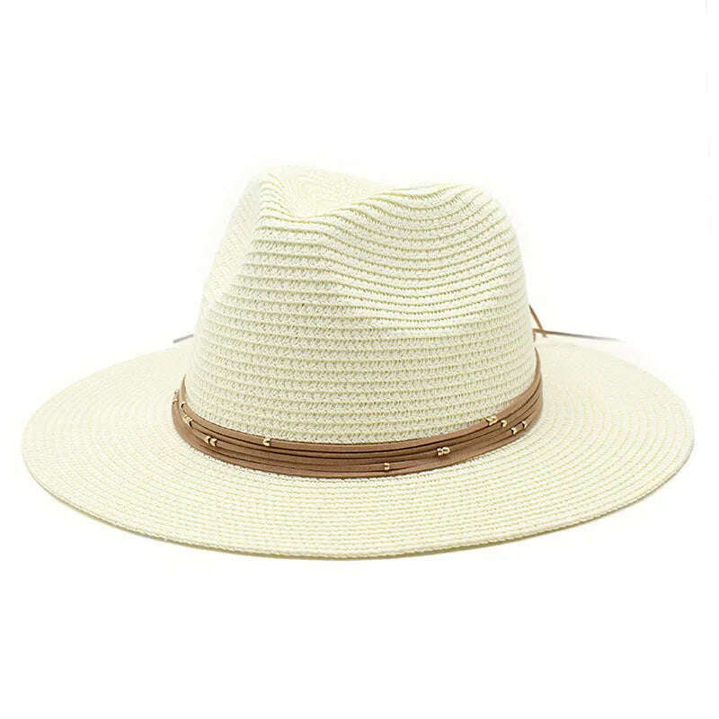 Big Size 60CM New Straw Hat 7cm Brim Summer Cooling Beach Sun Hat Outdoor Party Panama Jazz Hat Sombreros De Mujer - KIMLUD