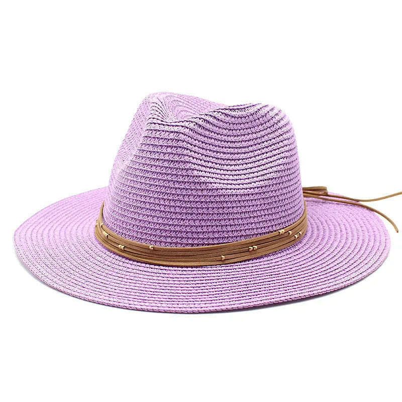 Big Size 60CM New Straw Hat 7cm Brim Summer Cooling Beach Sun Hat Outdoor Party Panama Jazz Hat Sombreros De Mujer - KIMLUD