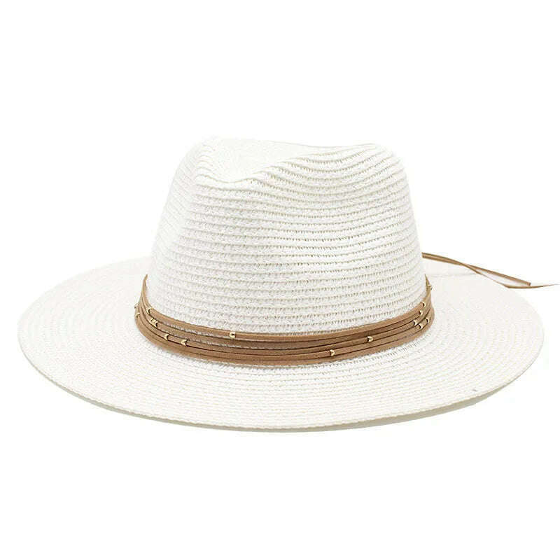 Big Size 60CM New Straw Hat 7cm Brim Summer Cooling Beach Sun Hat Outdoor Party Panama Jazz Hat Sombreros De Mujer - KIMLUD