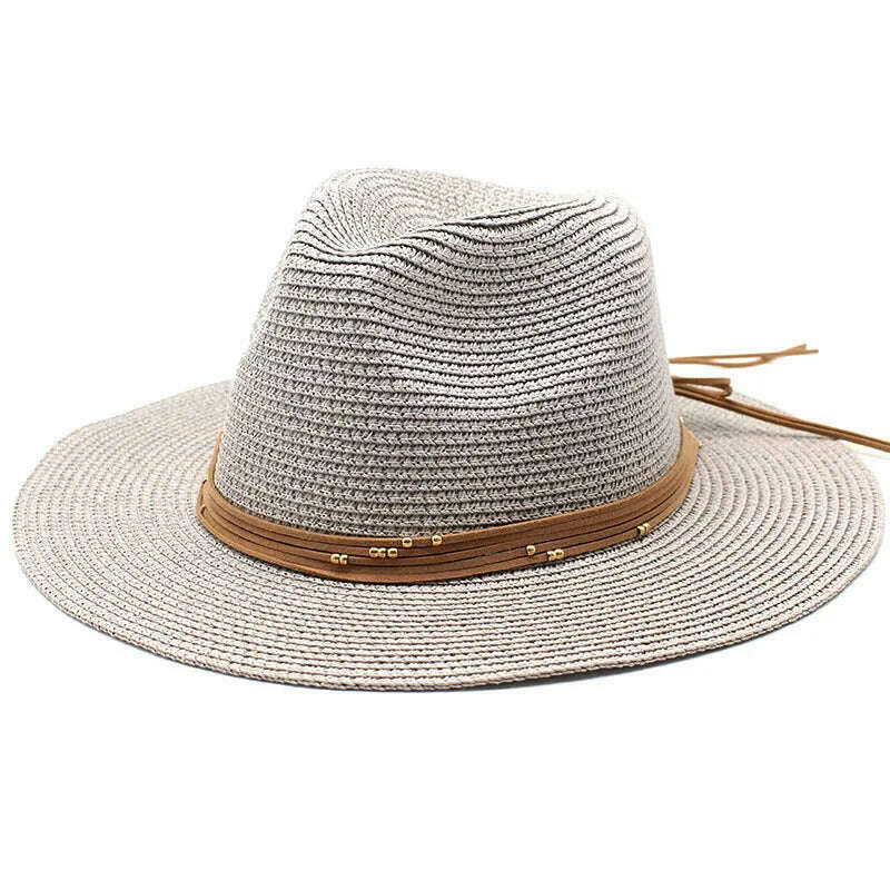 Big Size 60CM New Straw Hat 7cm Brim Summer Cooling Beach Sun Hat Outdoor Party Panama Jazz Hat Sombreros De Mujer - KIMLUD