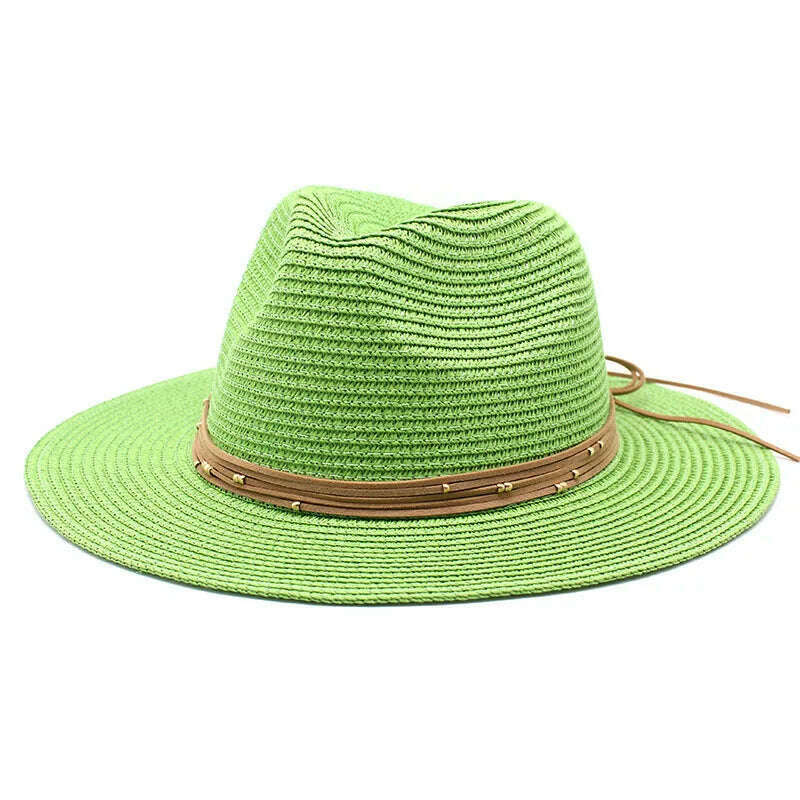 Big Size 60CM New Straw Hat 7cm Brim Summer Cooling Beach Sun Hat Outdoor Party Panama Jazz Hat Sombreros De Mujer - KIMLUD