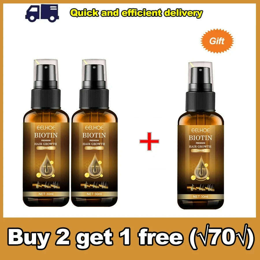 KIMLUD, Biotin Fast Hair Growth Products Anti Hair Loss Serum Spray Prevent Baldness Treatment Scalp Beard Beauty Hair Care Men Women, Buy 2 get 1 free, KIMLUD Womens Clothes