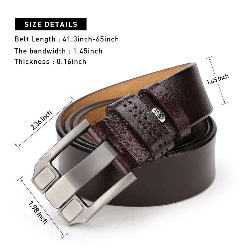 KIMLUD, BISONDENIM Men Belt Male High Quality Leather Belt Men Male Genuine Leather Strap Luxury Pin Buckle Fancy Vintage Jeans N71018, KIMLUD Womens Clothes