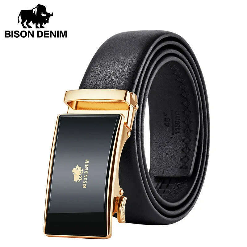 KIMLUD, BISONDENIM New Male Automatic Buckle Belts For Men Authentic Girdle Trend Men's Belts Ceinture Fashion Designer Women Jean Belt, KIMLUD Womens Clothes