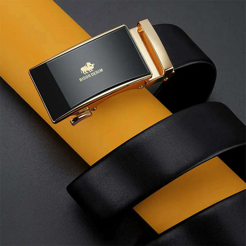 KIMLUD, BISONDENIM New Male Automatic Buckle Belts For Men Authentic Girdle Trend Men's Belts Ceinture Fashion Designer Women Jean Belt, KIMLUD Womens Clothes