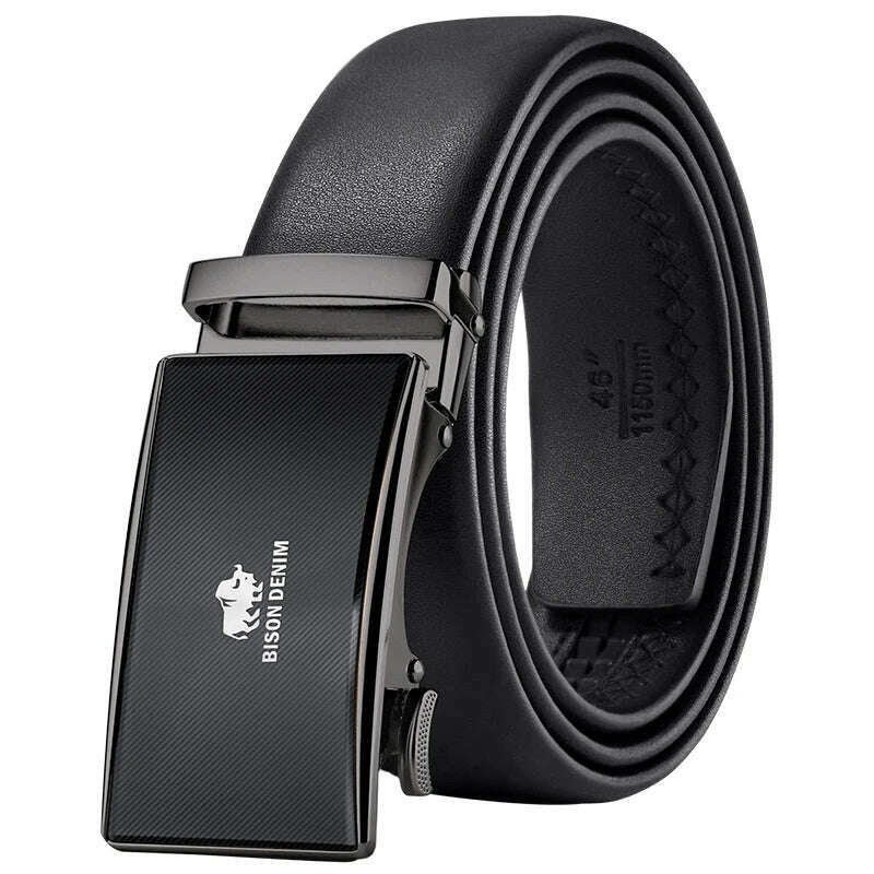 KIMLUD, BISONDENIM New Male Automatic Buckle Belts For Men Authentic Girdle Trend Men's Belts Ceinture Fashion Designer Women Jean Belt, KIMLUD Womens Clothes