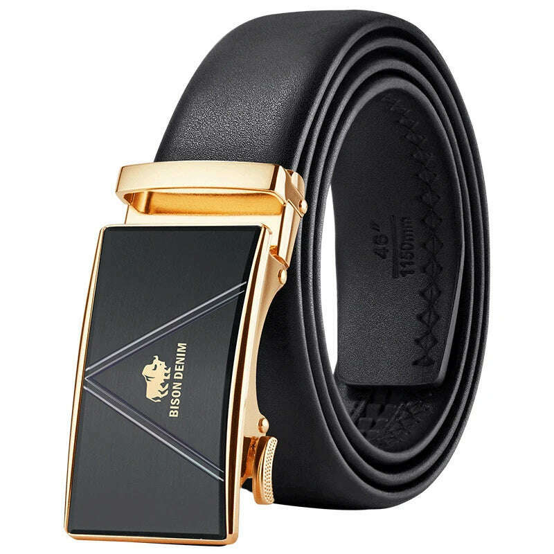 KIMLUD, BISONDENIM New Male Automatic Buckle Belts For Men Authentic Girdle Trend Men's Belts Ceinture Fashion Designer Women Jean Belt, N71771-2B / 110cm, KIMLUD Womens Clothes