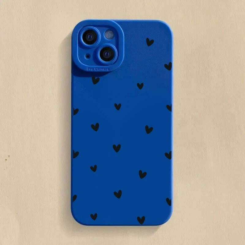 Black Love Heart Phone Case For iPhone 16 14 15 13 12 11 Pro Max X XR XS 7 8 15 16 Plus SE 2020 Shockproof Silicone Soft Cover - KIMLUD