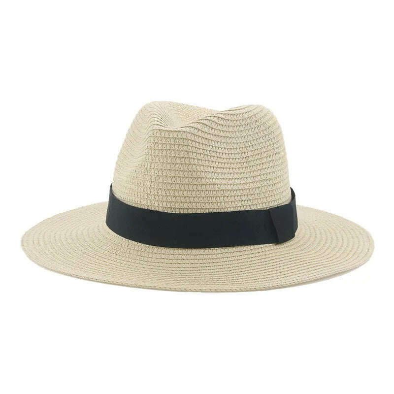 KIMLUD, Black Ribbon Panama Straw Hat Flat Eaves Outdoor Spring and Summer Sunshade Beach Hats for Women, 14, KIMLUD APPAREL - Womens Clothes