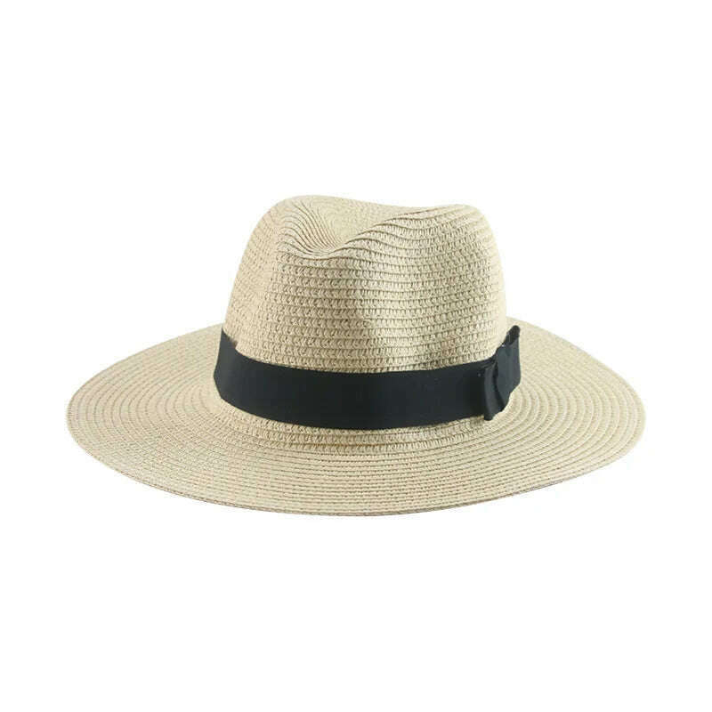 KIMLUD, Black Ribbon Panama Straw Hat Flat Eaves Outdoor Spring and Summer Sunshade Beach Hats for Women, 21 flat ribbons, KIMLUD APPAREL - Womens Clothes