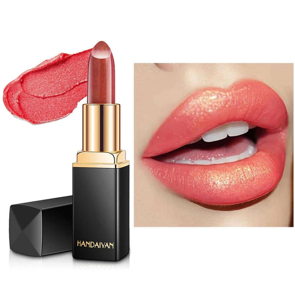 KIMLUD, Black tube gold shiny lipstick, pearl moisturizing lipstick 9 colors available, KIMLUD Womens Clothes