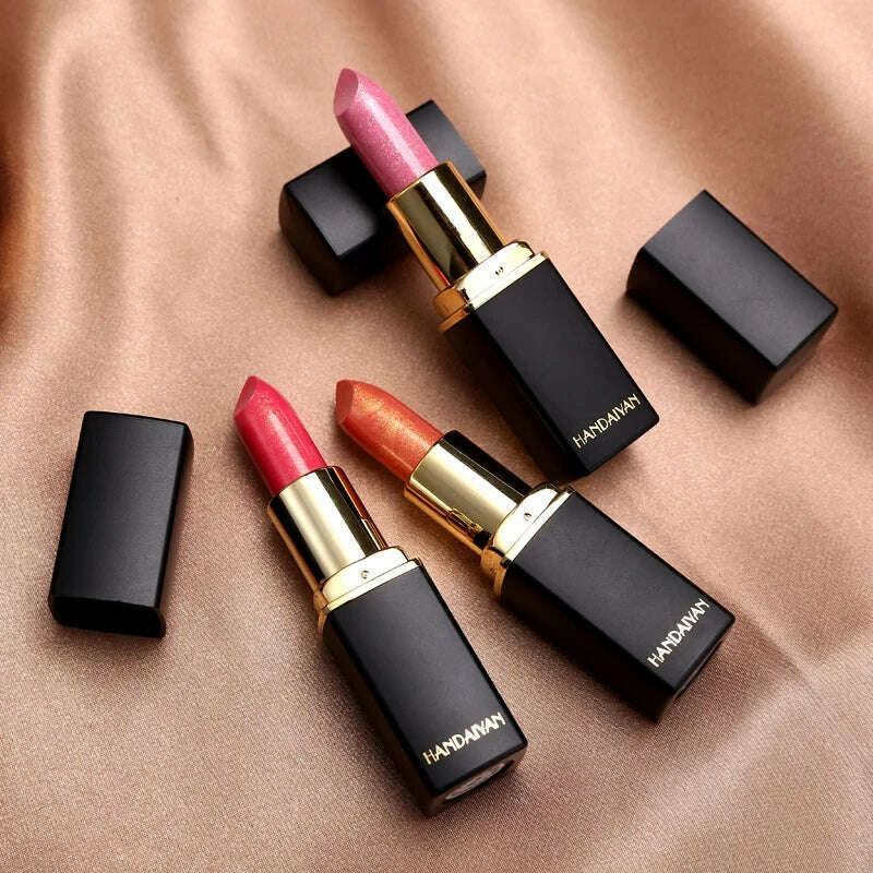 KIMLUD, Black tube gold shiny lipstick, pearl moisturizing lipstick 9 colors available, KIMLUD Womens Clothes