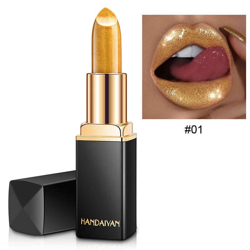 KIMLUD, Black tube gold shiny lipstick, pearl moisturizing lipstick 9 colors available, 11046-01, KIMLUD APPAREL - Womens Clothes