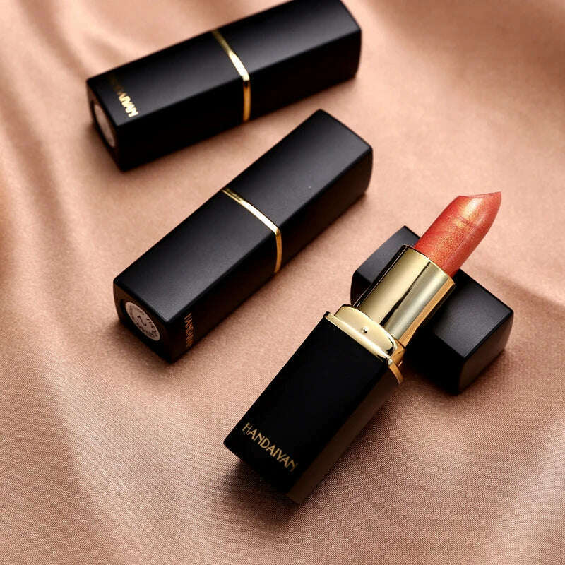 KIMLUD, Black tube gold shiny lipstick, pearl moisturizing lipstick 9 colors available, KIMLUD Womens Clothes