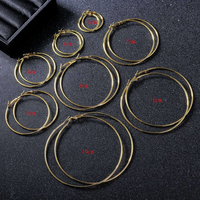 BLIJERY Trendy Large Hoop Earrings Big Smooth Circle Earrings Basketball Brincos Celebrity Brand Loop Earrings for Women Jewelry - KIMLUD