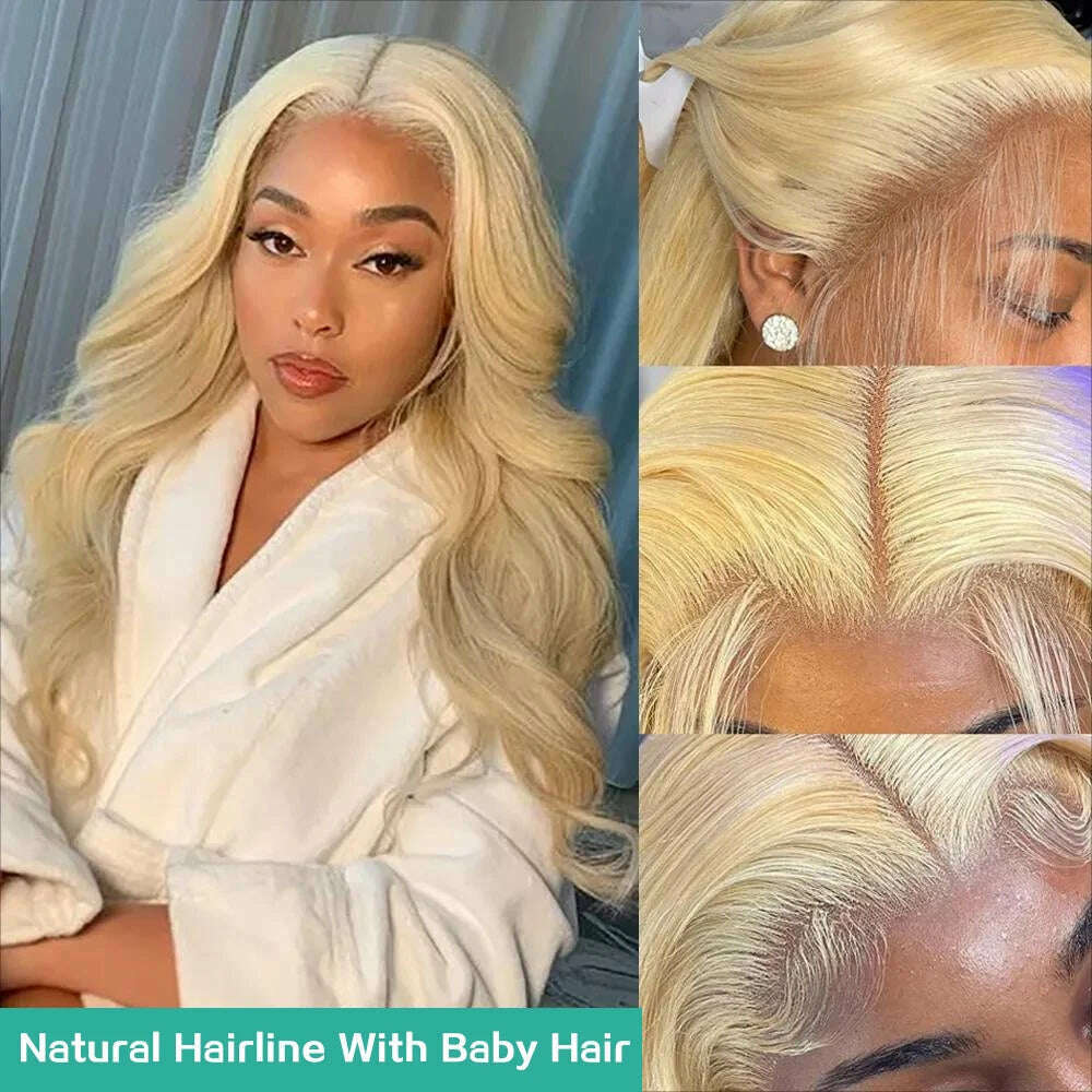 KIMLUD, Blonde Body Wave Lace Front Wig HD Transparent Lace 13x4 13x6 Human Hair 613 Glueless Pre Plucked Full Frontal Wigs For Women, KIMLUD Womens Clothes