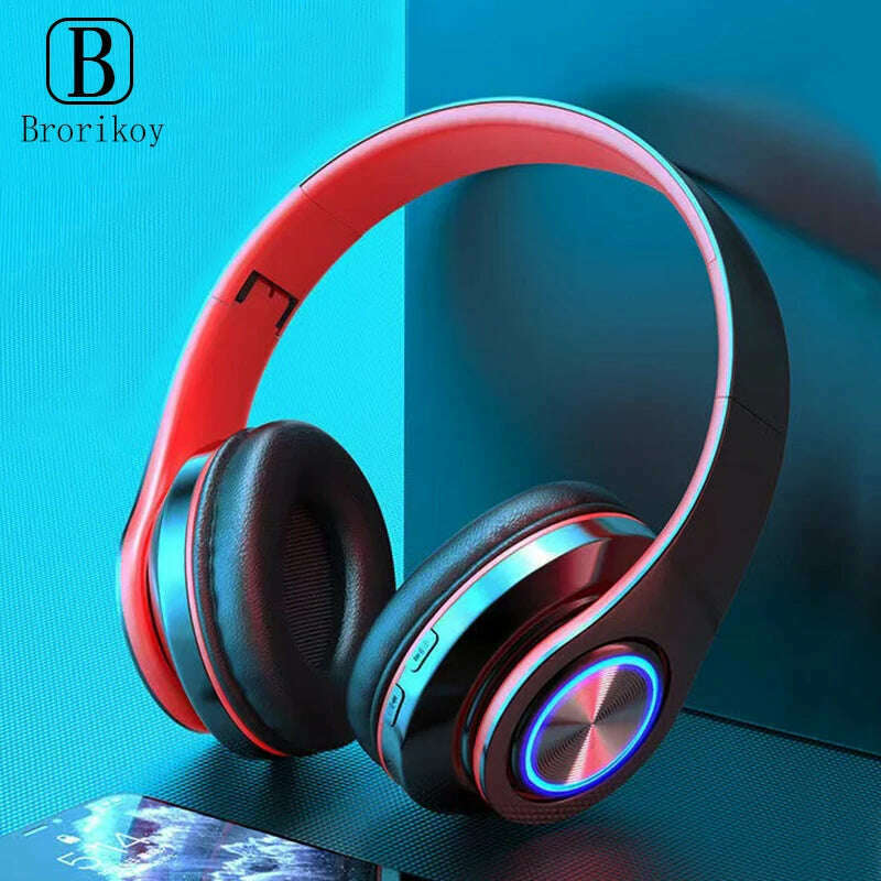 Bluetooth Headset Wireless Headphones Foldable HiFi Stereo Earphone With Mic Support SD Card For Xiaomi 10 9 Huawei P30 Phone - KIMLUD