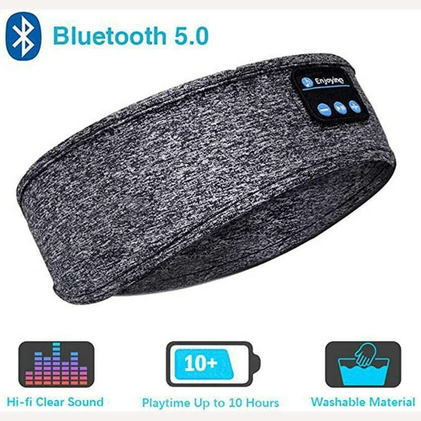 Bluetooth Sleeping Headphones Sports Headband Thin Soft Elastic Comfortable Wireless Music Earphones Eye Mask for Side Sleeper - KIMLUD