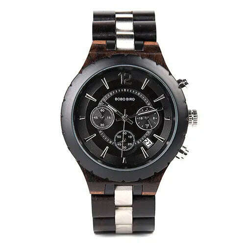 KIMLUD, BOBO BIRD Men Watch Wood Luxury Stylish Watches Timepieces Chronograph Military Quartz Great Men's Gift relogio masculino W-R22, W-R22-1 / China, KIMLUD Womens Clothes