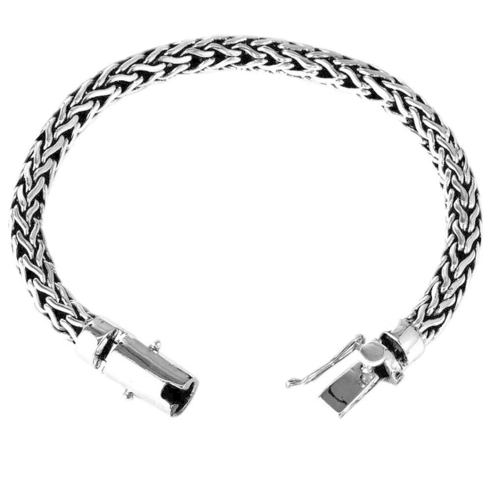 KIMLUD, BOCAI New Pure S925 Sterling Silver Vintage Hand-Woven Twist Trendy Couple Personality Man Bracelet, KIMLUD Womens Clothes