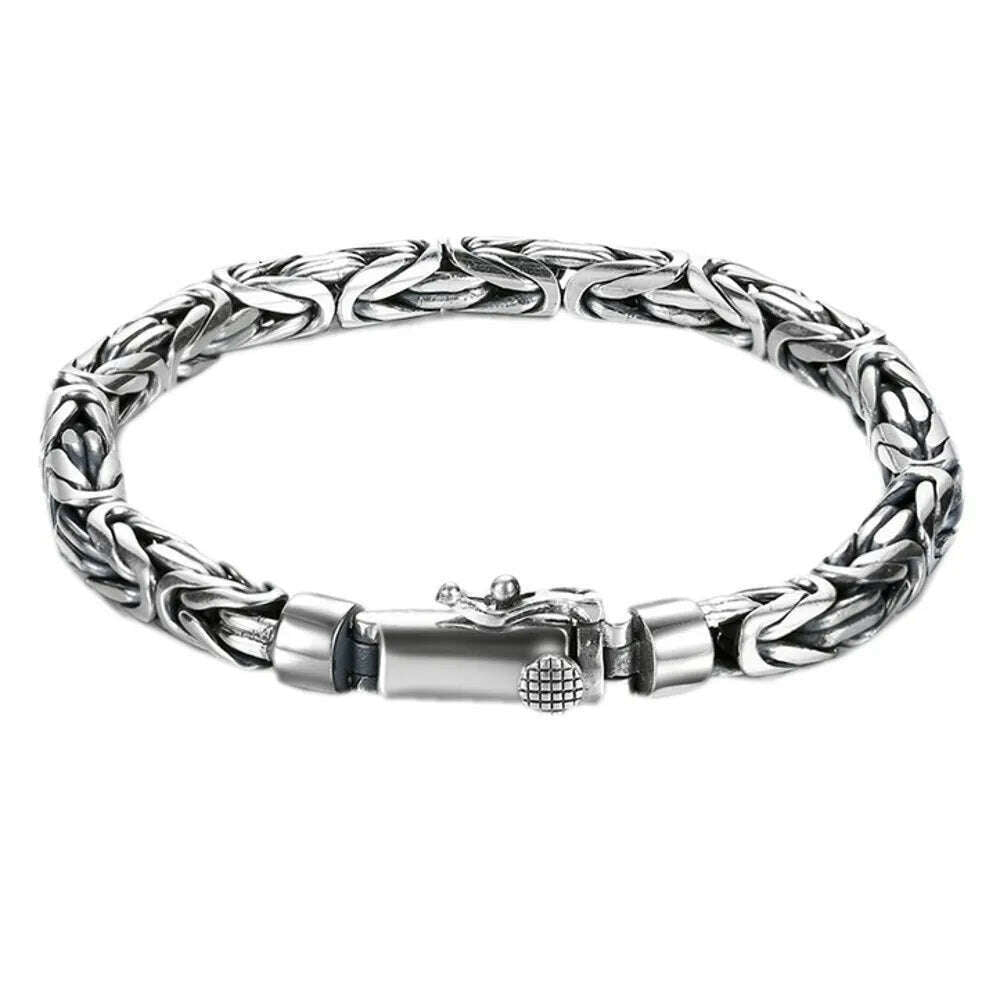 KIMLUD, BOCAI New Solid 100% S925 Pure Silver Bracelet for Woman and Man Handmade  Peace Pattern Trendy Jewelry Free Shipping, KIMLUD Womens Clothes